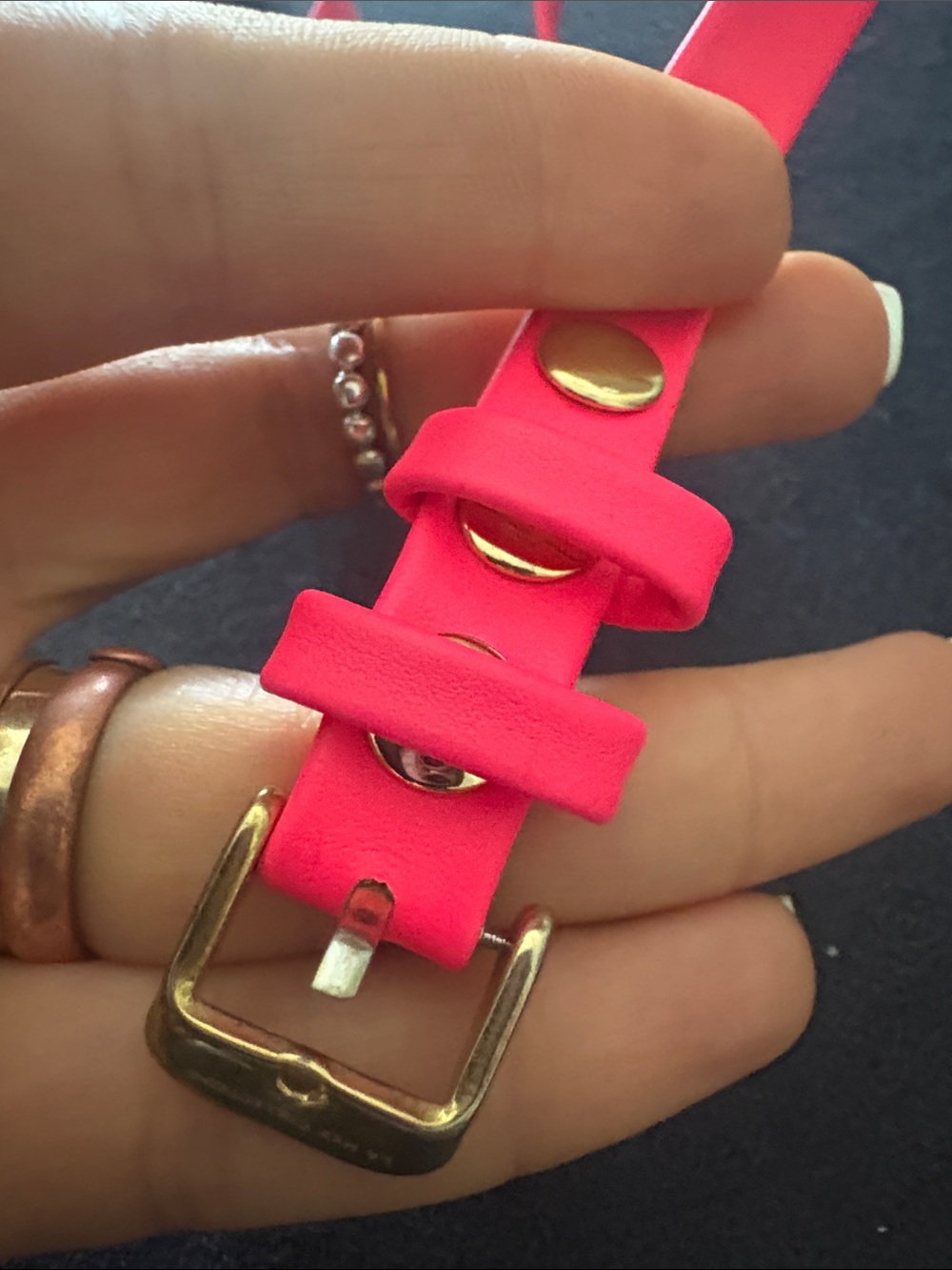 La Mer Neon Pink Wrap Watch with Gold Accents - Picture 7 of 7